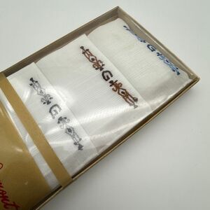 Vintage Dumont Men’s Handkerchief Set G Monogram 1950s NOS Cotton Embroidered Bo